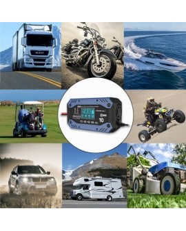 QOLTEC ŁADOWARKA DO AKUMULATORA STD AGM GEL LIFEPO4 | PROSTOWNIK Z FUNKCJĄ NAPRAWY | 12-24V | 10A | LCD|9-STOPNIOWE ŁADOWANIE