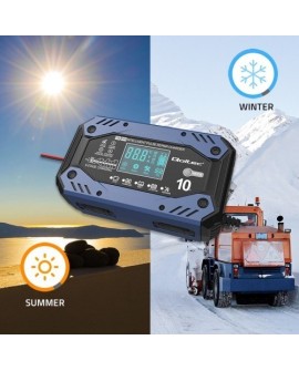 QOLTEC ŁADOWARKA DO AKUMULATORA STD AGM GEL LIFEPO4 | PROSTOWNIK Z FUNKCJĄ NAPRAWY | 12-24V | 10A | LCD|9-STOPNIOWE ŁADOWANIE