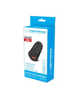 ESPERANZA ŁADOWARKA SAMOCHODOWA 20W USB-C PD 20W / USB-A QC 3.0 18W EZC111K