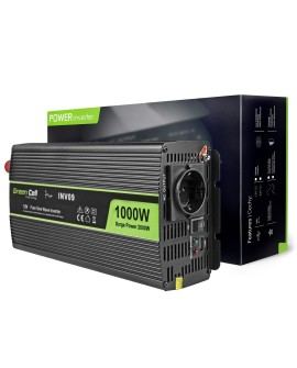 GREEN CELL PRZETWORNICA INV09 12V-230V 1000W/2000W CZYSTA SINUSOIDA