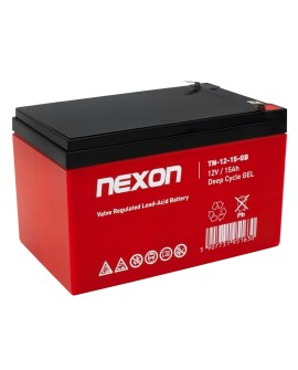 NEXON AKUMULATOR ŻELOWY TN-GEL-15 12V 15AH GŁĘBOKIEGO ROZŁADOWANIA I PRACY CYKLICZNEJ BEZOBSŁUGOWY, SZCZELNY TYPU VRLA
