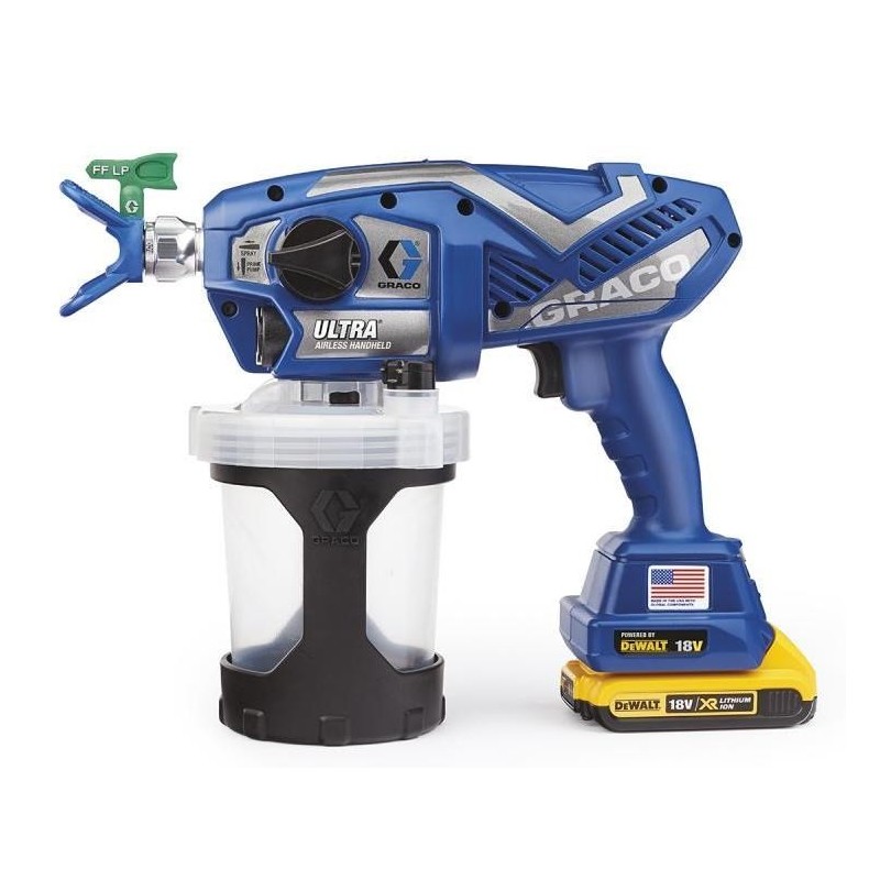 GRACO PISTOLET DO MALOWANIA ULTRA AIRLES ( 2 x AKU. 2AH DEWALT+ ŁAD. ) + TORBA