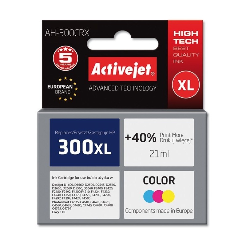 Activejet AH-300CRX Tusz (zamiennik HP 300XL CC644EE Premium 21 ml kolor)