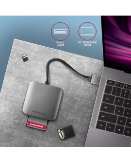 Axagon CRE-S3 External card reader USB-A 3.2 Gen 1 3-slot & lun SD/microSD/CF czytnik kart USB 3.2 Gen 1 (3.1 Gen 1) Type-A