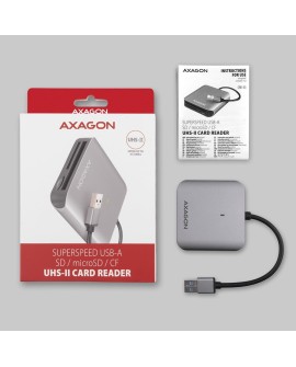 Axagon CRE-S3 External card reader USB-A 3.2 Gen 1 3-slot & lun SD/microSD/CF czytnik kart USB 3.2 Gen 1 (3.1 Gen 1) Type-A