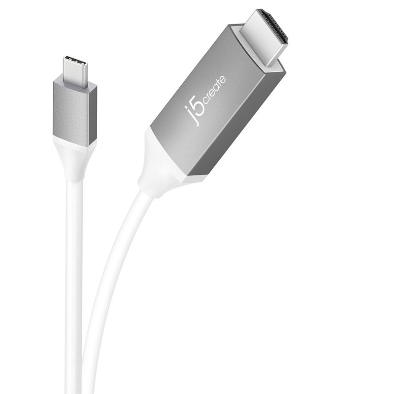 Adapter j5create USB-C to 4K HDMI Cable (USB-C m - 4K HDMI m 1,8m kolor biało srebrny) JCC153G-N