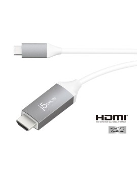 Adapter j5create USB-C to 4K HDMI Cable (USB-C m - 4K HDMI m 1,8m kolor biało srebrny) JCC153G-N