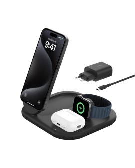 Belkin BoostCharge Słuchawki, Smartfon, Smartwatch Czarny USB Bezprzewodowe ładowanie Szybkie ładowanie Wewnętrzna