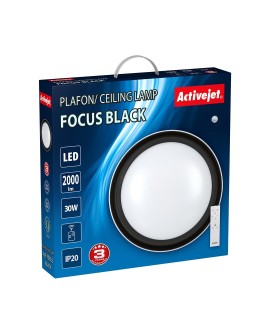 Nowoczesny plafon sufitowy LED Activejet FOCUS Czarny ściemnialny ze zdalnym sterowaniem na pilota