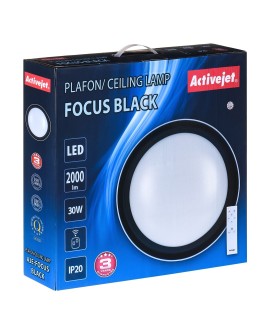 Nowoczesny plafon sufitowy LED Activejet FOCUS Czarny ściemnialny ze zdalnym sterowaniem na pilota