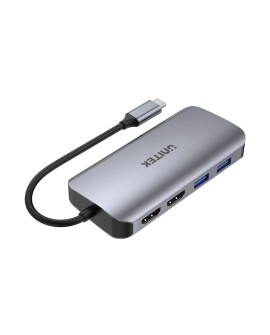 UNITEK AKTYWNY HUB USB-C 2X HDMI, CZYTNIK SD, 4K, RJ-45, PD 100W, 5 GBPS