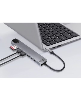MEDIA-TECH HUB USB 8 IN 1 GIGA LAN HUB MT5046