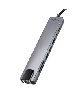 MEDIA-TECH HUB USB 8 IN 1 GIGA LAN HUB MT5046