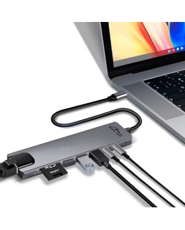 MEDIA-TECH HUB USB 8 IN 1 GIGA LAN HUB MT5046