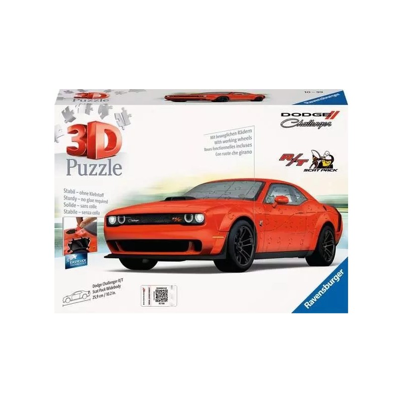 Ravensburger Dodge Challenger R/T Scat Pack Widebody Puzzle 3D 108 szt. Pojazdy