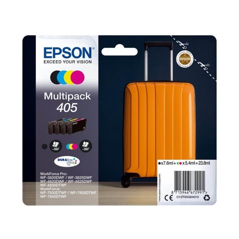 Epson 405 DURABrite Ultra Ink nabój z tuszem 1 szt. Oryginalny Standardowa wydajność Czarny, Cyjan, Purpurowy, Żółty