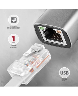 Karta sieciowa AXAGON ADE-TXCA Gigabit Ethernet, USB-C + USB-A - Titanium Grey