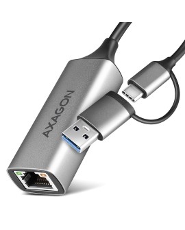 Karta sieciowa AXAGON ADE-TXCA Gigabit Ethernet, USB-C + USB-A - Titanium Grey