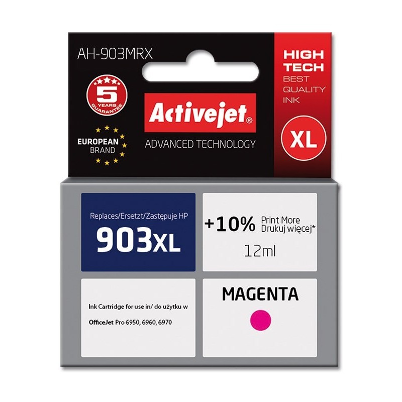 Activejet AH-903MRX Tusz (zamiennik HP 903XL T6M07AE Premium 12 ml czerwony)