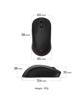 ZOWIE U2 myszka Gaming Oburęczny RF Wireless Optyczny 3200 DPI
