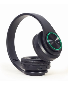 GEMBIRD SŁUCHAWKI STEREOFONICZNE LED BLUETOOTH CZARNE + MIKROFON + REGULACJA