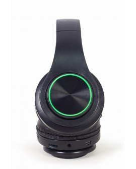 GEMBIRD SŁUCHAWKI STEREOFONICZNE LED BLUETOOTH CZARNE + MIKROFON + REGULACJA