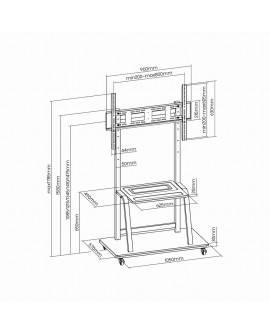 GEMBIRD STOJAK POD TELEWIZOR 37" - 100" MOBILNY - NA KÓŁKACH, VESA MAX 800 X 600MM