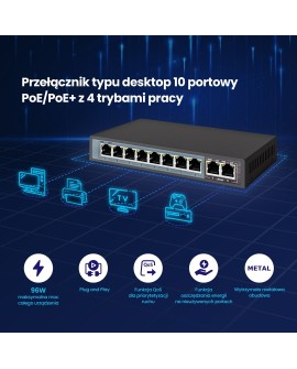 EXTRALINK CERES 8 PORTOWY SWITCH POE 48V 10/100MB 802.3AF 15,4W NA PORT