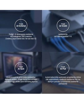 EXTRALINK CERES 8 PORTOWY SWITCH POE 48V 10/100MB 802.3AF 15,4W NA PORT