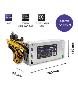 QOLTEC ZASILACZ PCI-E 1800W | 80 PLUS PLATINUM | GAMING MINER
