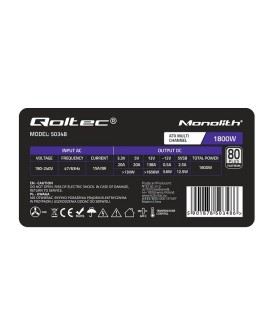 QOLTEC ZASILACZ ATX 1800W | 80 PLUS PLATINUM | GAMING MINER