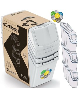 KEDEN KOSZ NA ŚMIECI SORTIBOX 20L SET 3 - POPIELATY