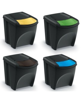 KEDEN KOSZ NA ŚMIECI SORTIBOX 25L SET 4 - CZARNY RECYKLING SZEROKI
