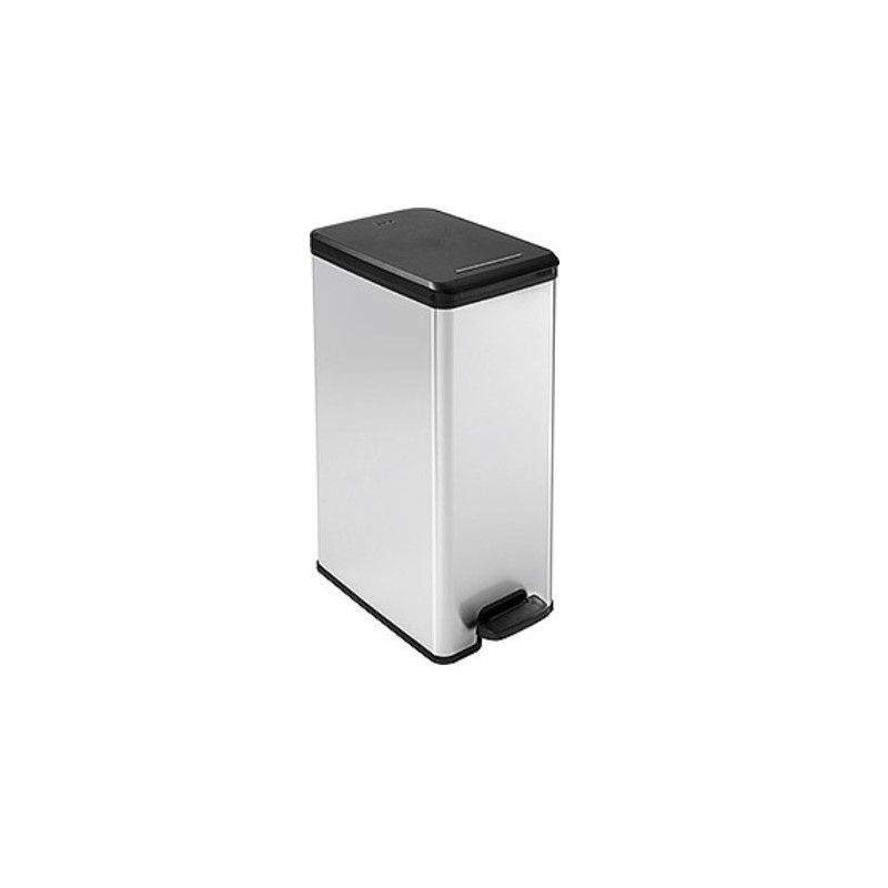 Curver Slim Bin 40L Kwadrat Plastik Czarny, Srebrny