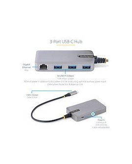 StarTech.com 5G3AGBB-USB-C-HUB stacja dokująca Przewodowa USB 3.2 Gen 1 (3.1 Gen 1) Type-C Szary