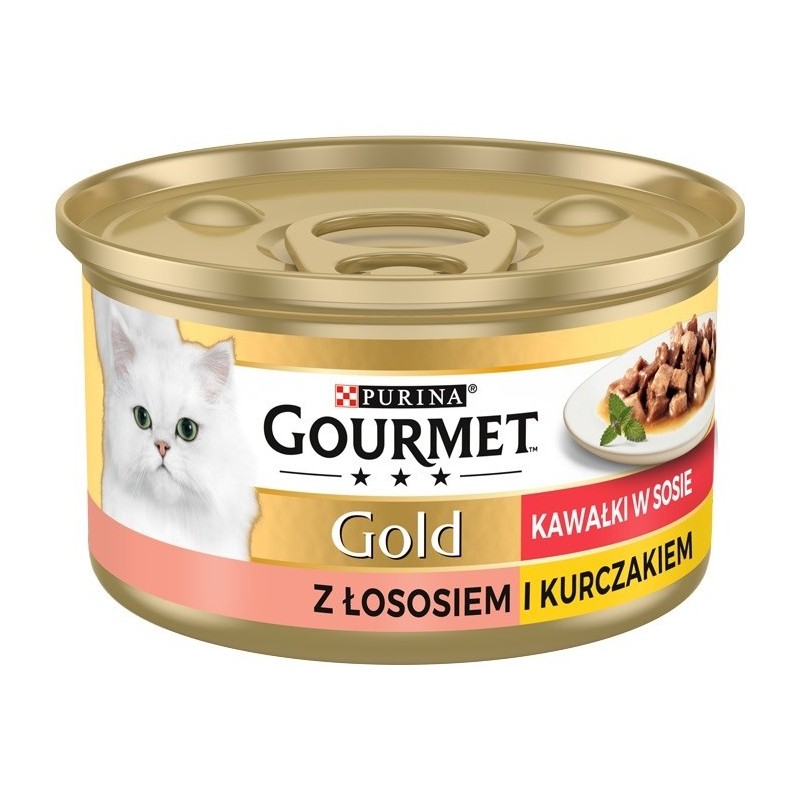 GOURMET GOLD Łosoś i kurczak w sosie mokra karma dla kota - puszka - 85 g