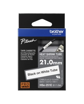 Taśma Brother HSE251E 21mm czarny na białym