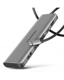 Axagon HMC-5H USB-C 3.2 Gen 1 hub 3x USB-A 4K HDMI PD 100W - Silber Przewodowa USB 3.2 Gen 1 (3.1 Gen 1) Type-C Srebrny