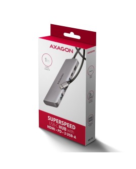 Axagon HMC-5H USB-C 3.2 Gen 1 hub 3x USB-A 4K HDMI PD 100W - Silber Przewodowa USB 3.2 Gen 1 (3.1 Gen 1) Type-C Srebrny