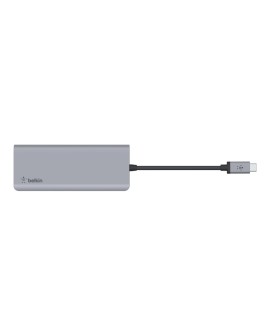 Hub Belkin Connect USB-C 7-in-1 Multiport Adapter 1x4k HDMI/2xUSB-A/1xUSB-C PD3.0/1xRJ45 Gigabit/1xCard reader/1xAudio Grey