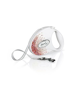 FLEXI Glam Splash Orient z kryształkami Swarovskiego rozm. S - smycz automatyczna - 3 m - biała