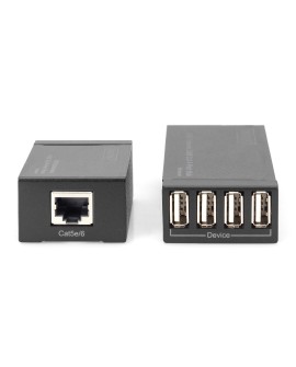 Przedłużacz/Extender HUB 4 port USB 2.0 po skrętce kat. 5e/7, do 50m