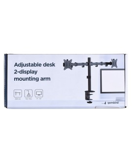 GEMBIRD BIURKOWE REGULOWANE RAMIĘ/UCHWYT NA 2 MONITORY 17-32, 100X100MM, DO 9KG