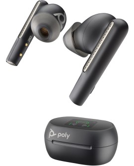 Poly Voyager Free 60+ UC M Carbon Black Earbuds +BT700 USB-A Adapter +Touchscreen Charge Case