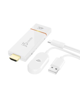 Nadajnik i odbiornik audio/video bezprzewodowy j5create ScreenCast 4K Wireless Display Adapter kolor biały JVAW76-N