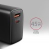 Axagon ACU-PQ45 QC 3.0, 4.0/AFC/FCP/PPS/PD, 45W, schwarz - Netzladegerät mit USB-A und USB-C Schnittstelle Telefon komórkowy,