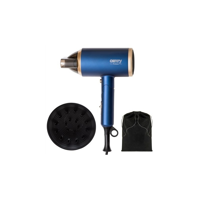 Camry | Hair Dryer | CR 2268 | 1800 W | Number of temperature settings 2 | Ionic function | Diffuser nozzle | Blue/Gold