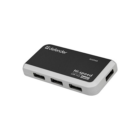USB (2.0) hub 4-port, Quadro Infix, czarno-szara, Defender, wskaźnik LED, kompaktowy rozmiar