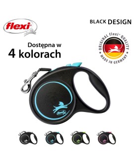 Smycz flexi automatyczna Black Design M taśma 5 m - dla psa do 25 kg, kolor niebieski