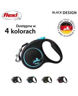 Smycz flexi automatyczna Black Design S taśma 5 m - dla psa do 15 kg, kolor niebieski
